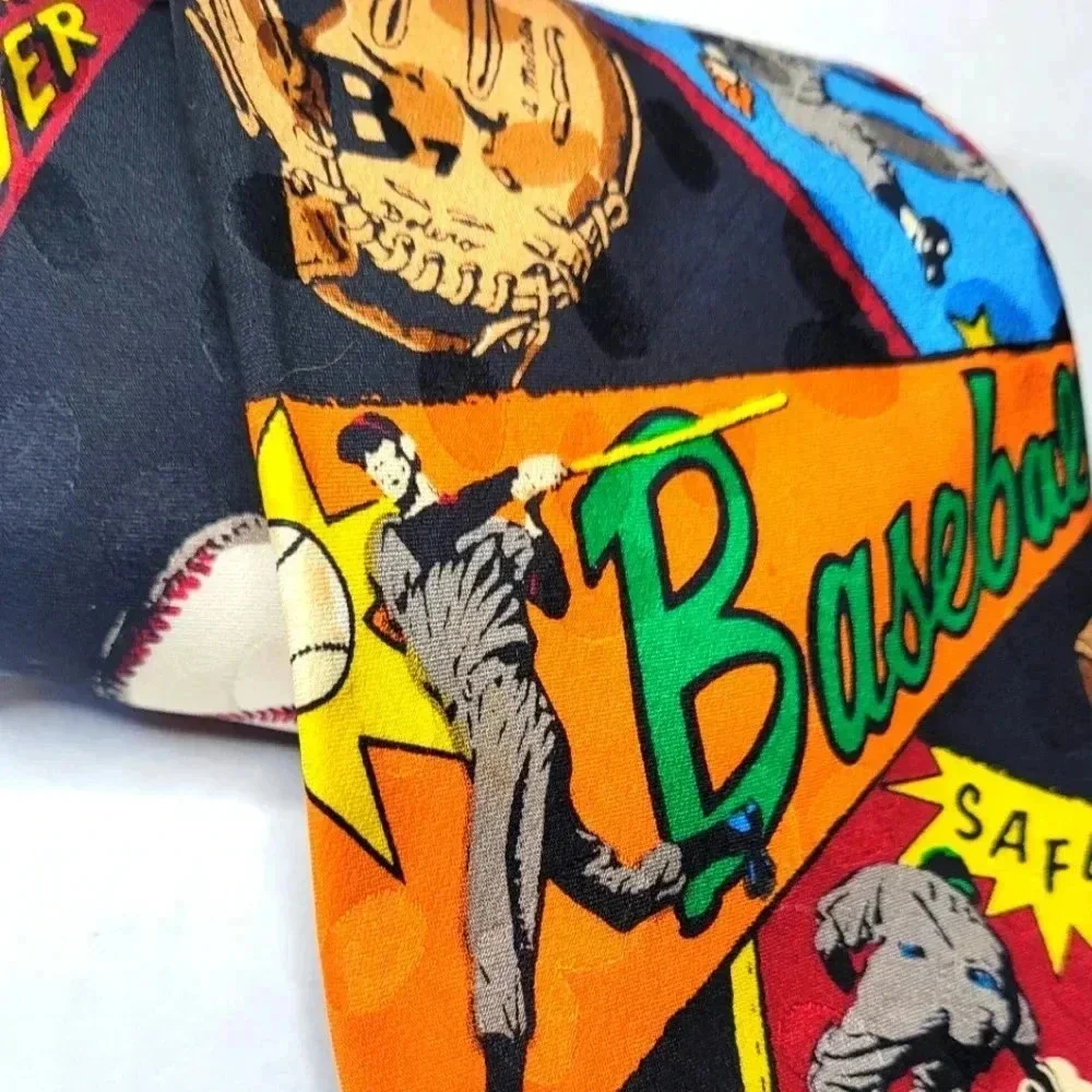 ROSSETTI Alk Star Baseball Comic Book Tie Men's Necktie Vintage